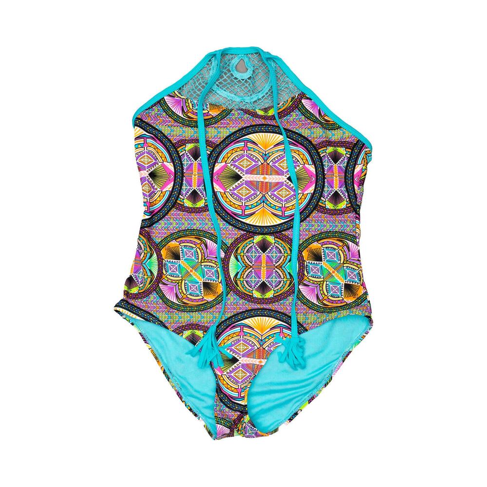 YMI Girls Lined Crochet One Piece Swimsuit Multicolor Size 14